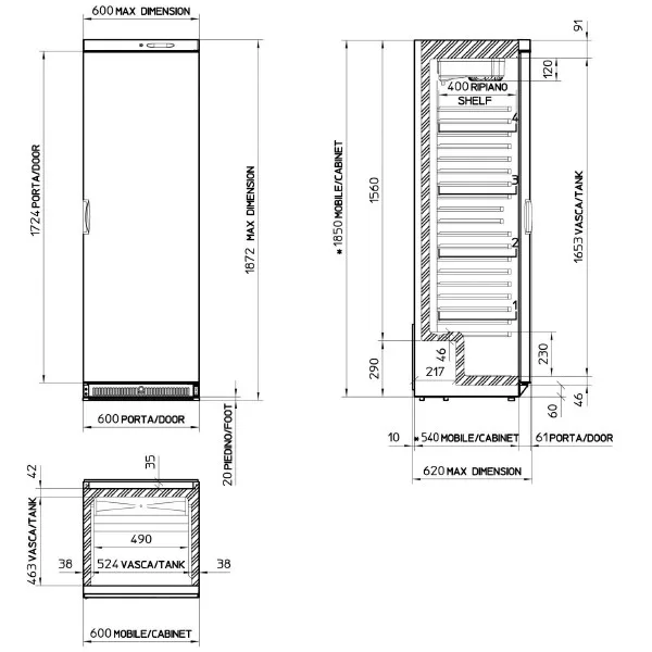 Mondial Elite KICPR40LT Commercial Upright Single Door Refrigerator - Image 2