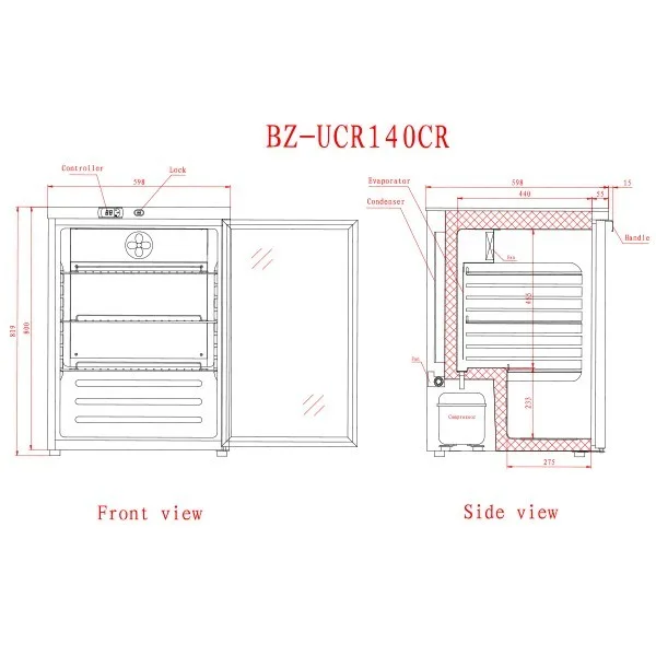 Blizzard UCR140CR Glass Door Undercounter Refrigerator - Image 5