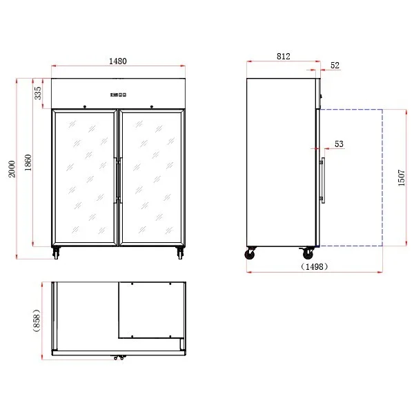 Blizzard BR2SSCR Double Glass Door Ventilated Gastronorm Refrigerator - Image 2