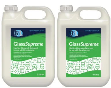GlassSupreme Commercial Glasswash Detergent for Glasswashers 2 x 5 Litre bottle