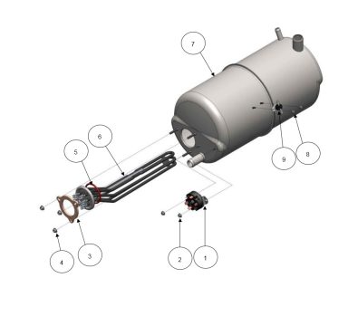 Rinse tank assembly 500mm (3kW)