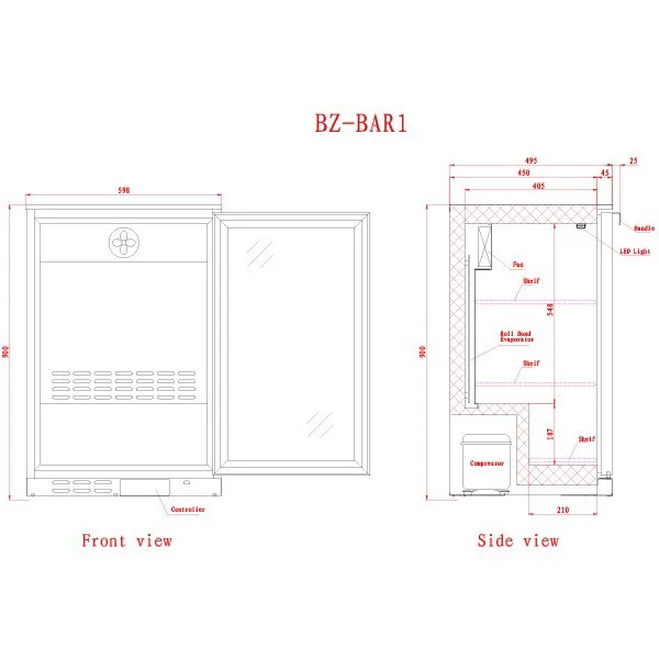 Blizzard BAR1 Single Door Under Counter Bottle Cabinet - Image 5