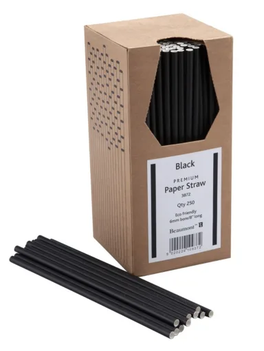 Black Paper Straws 6mm Bore (Pack 250)