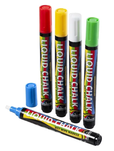 6mm Chisel Tip Chalk Pen Mixed Colours (Pack 5)