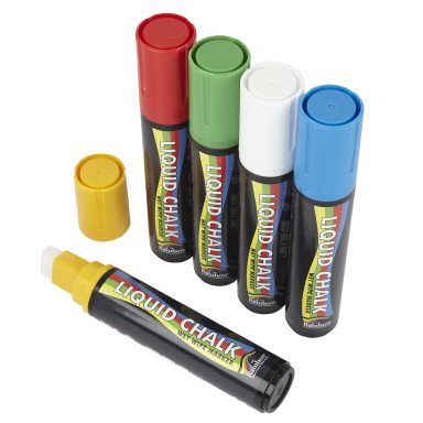 15mm Chisel Tip Chalk Pen Mixed Colours (Pack of 5)