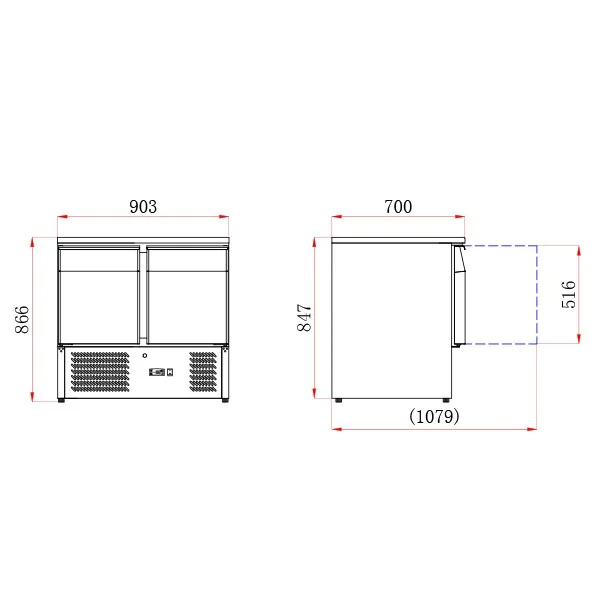 Blizzard BCC2-GR-TOP Compact Gastronorm 2 Door Counter with Granite Worktop - Image 3