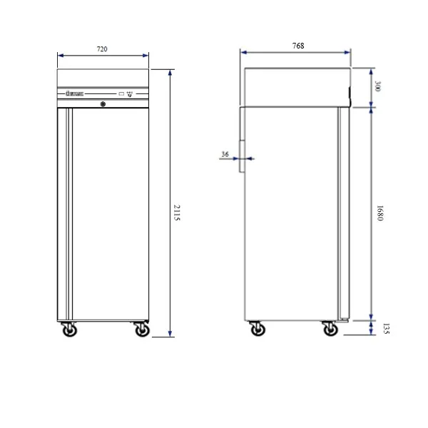 Inomak CBP172SL Upright Single Door Slim Heavy-Duty Freezer 560Ltr - Image 2