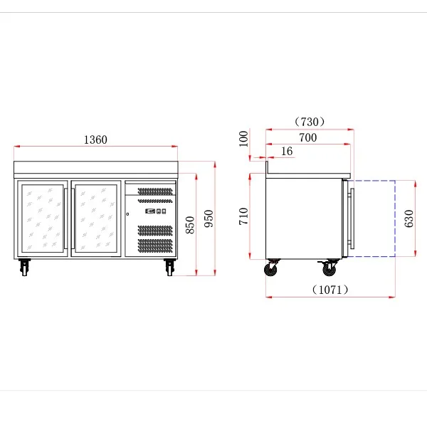 Blizzard HBC2CR 2 Glass Door GN1/1 Counter with Upstand - Image 2