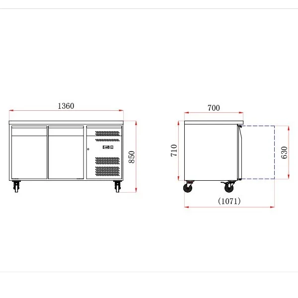 Blizzard HBC2NU 2 Door GN1/1 Counter without Upstand - Image 2