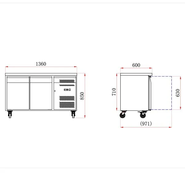 Blizzard HBC2SL 2 Door Slimline 600mm Depth Counter - Image 2