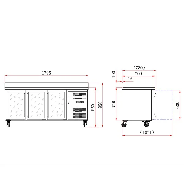 Blizzard HBC3CR 3 Glass Door GN1/1 Counter with Upstand - Image 2