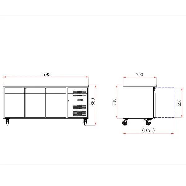 Blizzard HBC3NU 3 Door GN1/1 Counter without Upstand - Image 2