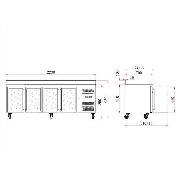 Blizzard HBC4CR 4 Glass Door GN1/1 Counter with Upstand - Image 2