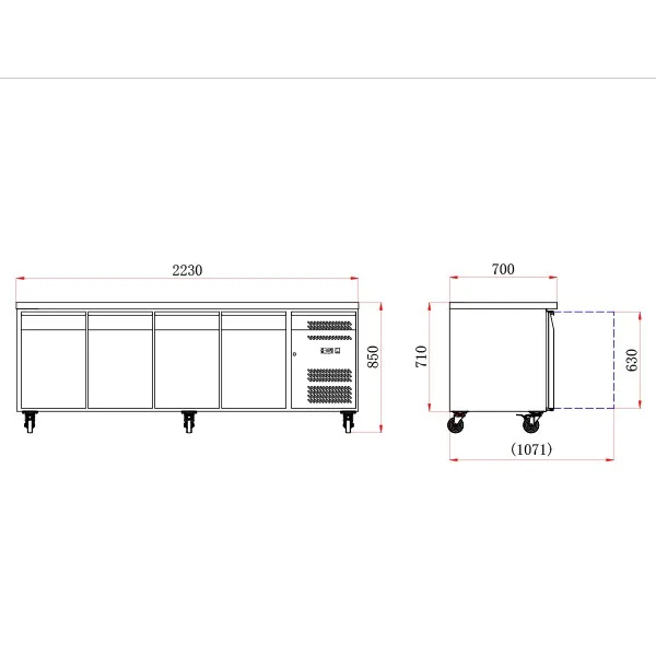 Blizzard HBC4NU 4 Door GN1/1 Counter without Upstand - Image 2