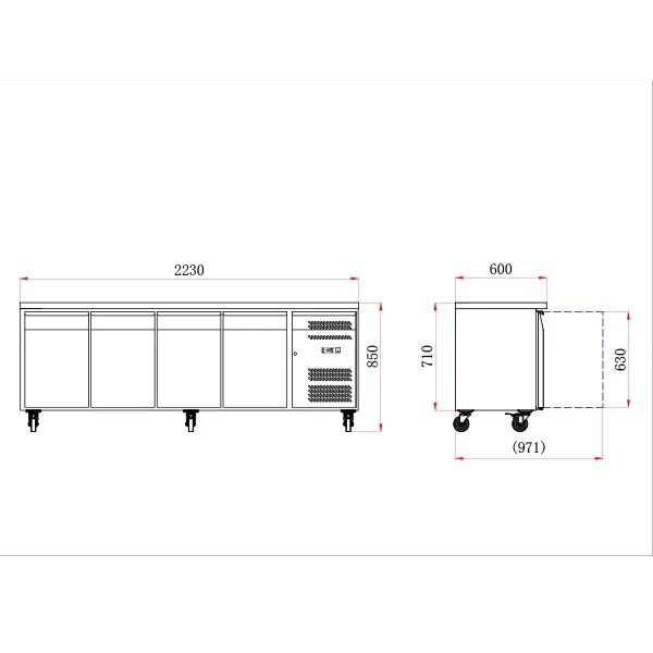 Blizzard HBC4SL 4 Door Slimline 600mm Depth Counter - Image 2