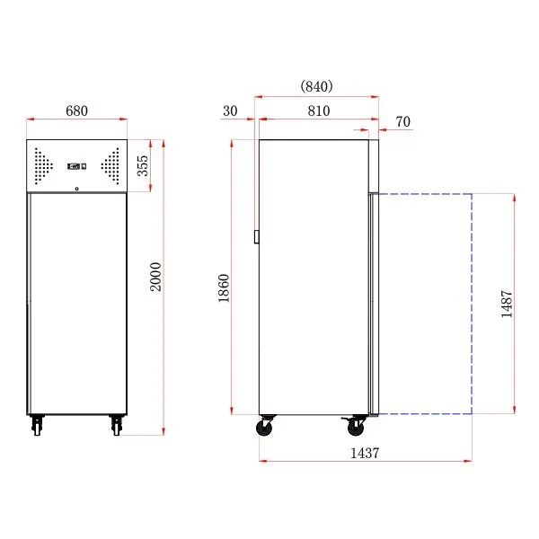 Koldbox KXR600 Upright Single Door Ventilated GN Refrigerator (Stainless Steel) - Image 5