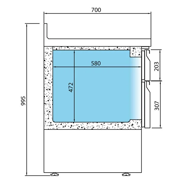 Infrico ME1000II Compact GN 2 Door Counter with Upstand - Image 3