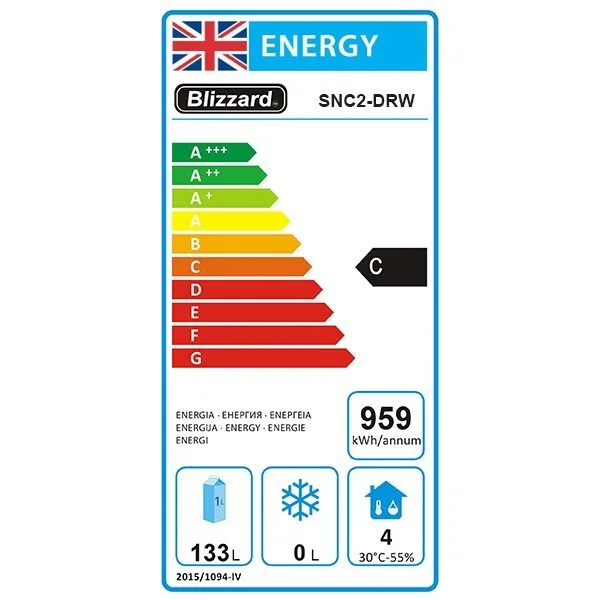 Blizzard SNC2-DRW Low Height 650mm 4 Drawer Snack Counter - Image 3