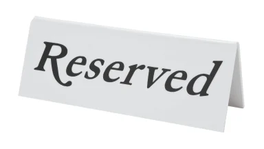Reserved Table Sign Plastic Individual