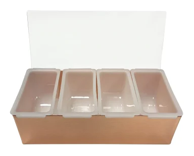 4 Part Stainless Steel Condiment Holder Copper plated