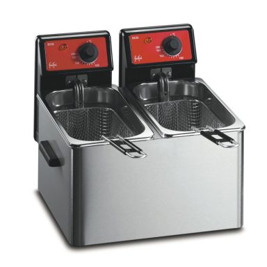 FriFri Eco 4 + 4 Electric Counter-top Twin Tank Fryer – 2 Baskets – W 384 mm – 2 x 3.2 kW