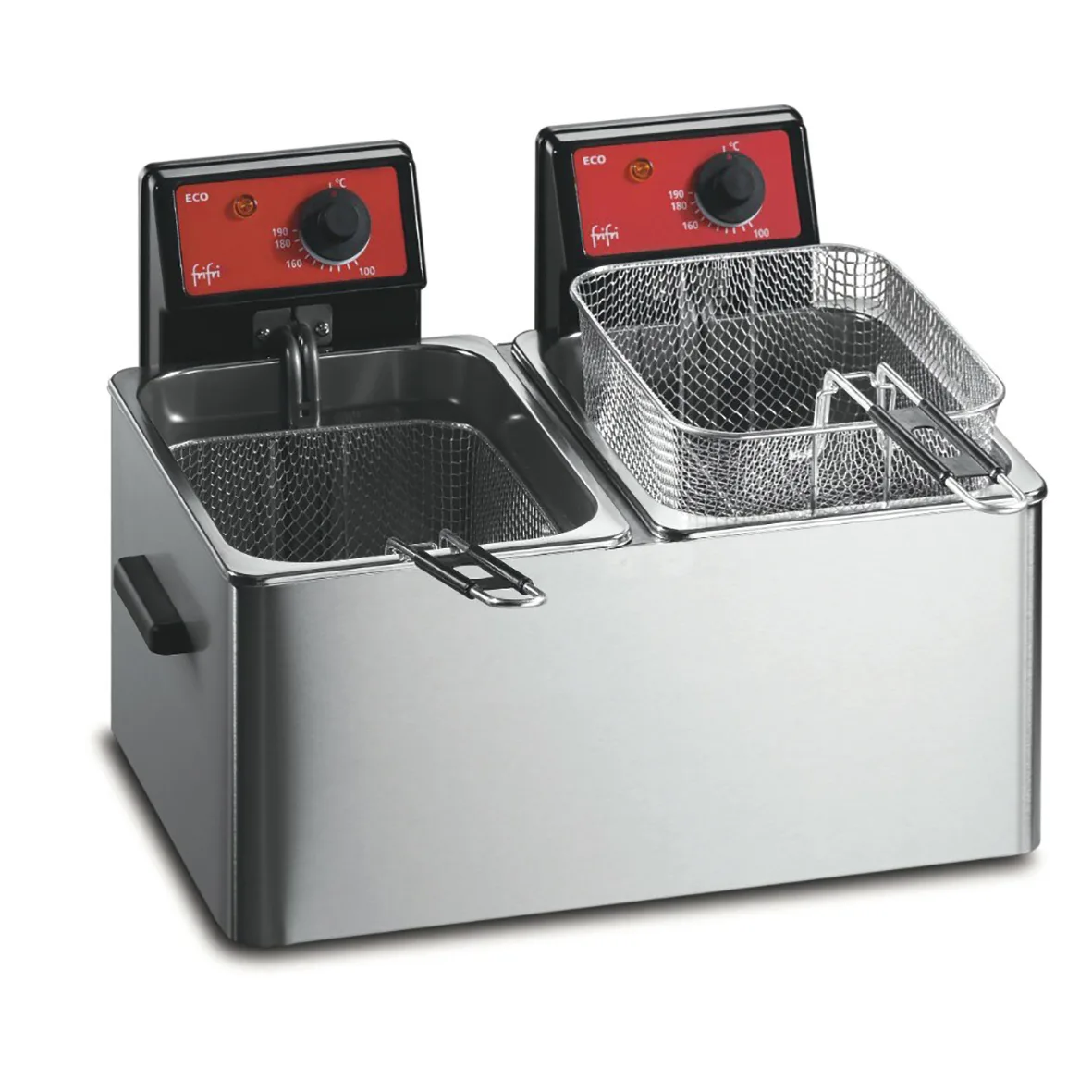 FriFri Eco 6 + 6 Electric Counter-top Twin Tank Fryer - 2 Baskets - W 486 mm - 2 x 3.2 kW