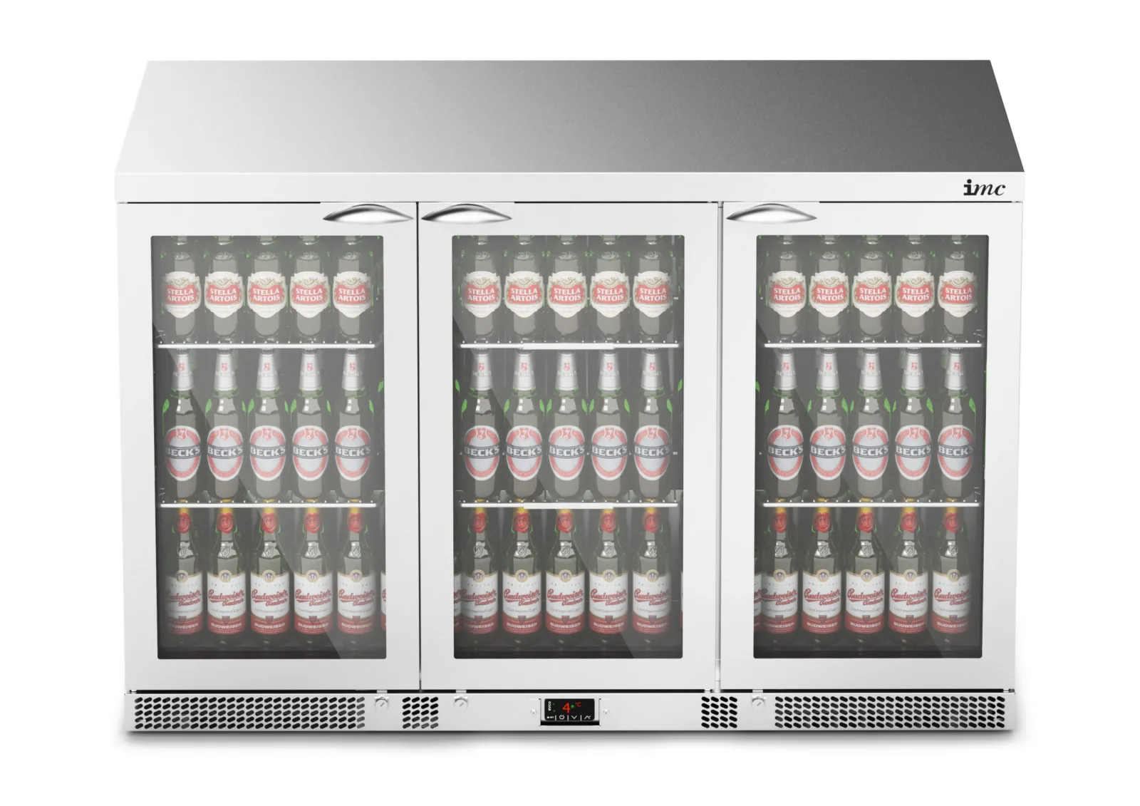 IMC Mistral M135 Bottle Cooler - Glass Door - Stainless Steel Frame - H 900 mm - W 1350 mm - 0.357 kW