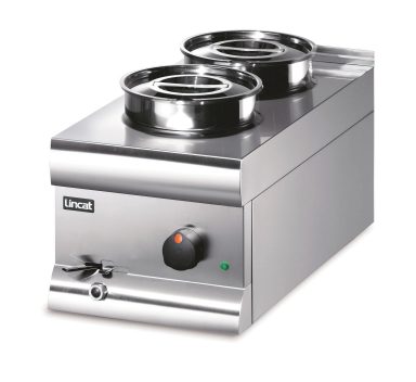 Lincat Silverlink 600 Electric Counter-top Bain Marie – Wet Heat – Round Pots – Base + 2 Pots – W 300 mm – 1.0 kW