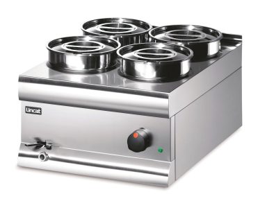 Lincat Silverlink 600 Electric Counter-top Bain Marie – Wet Heat – Round Pots – Base + 4 Pots – W 450 mm – 1.0 kW