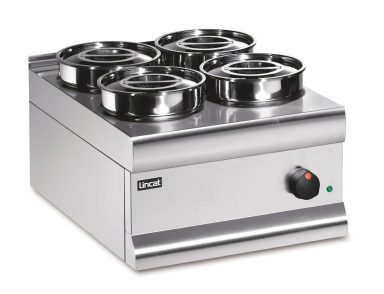 Lincat Silverlink 600 Electric Counter-top Bain Marie – Dry Heat – Round Pots – Base + 4 Pots – W 450 mm – 0.75 kW
