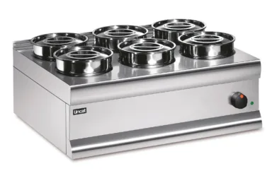 Lincat Silverlink 600 Electric Counter-top Bain Marie – Dry Heat – Round Pots – Base + 6 Pots – W 750 mm – 1.0 kW