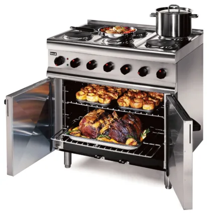 Image of Lincat Silverlink 600 Electric Free-standing Oven Range showing food cooking inside