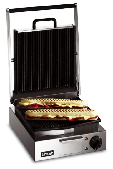 Lincat Lynx 400 Electric Counter-top Single Panini Grill – Ribbed Upper & Lower Plates – W 310 mm – 2.25 kW