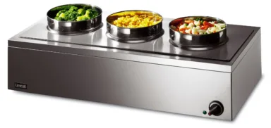 Lincat Lynx 400 Electric Counter-top Bain Marie – Dry Heat – inc. 3 x Round Pots – W 850 mm – 0.75 kW