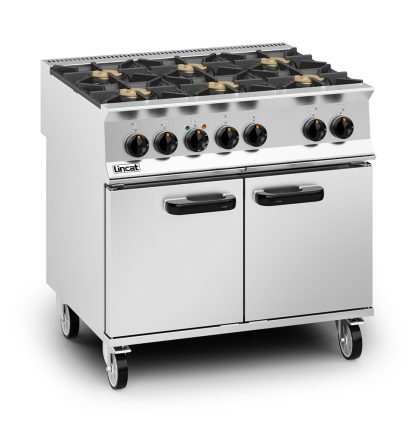 Lincat Opus 800 Dual Fuel [Natural Gas] Free-standing Oven Range - 6 Burners - W 900 mm - 45.0 kW