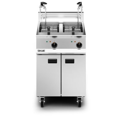 Lincat Opus 800 Electric Free-standing Twin Tank Fryer with Pumped Filtration – 2 Baskets – W 600 mm – 24.0 kW