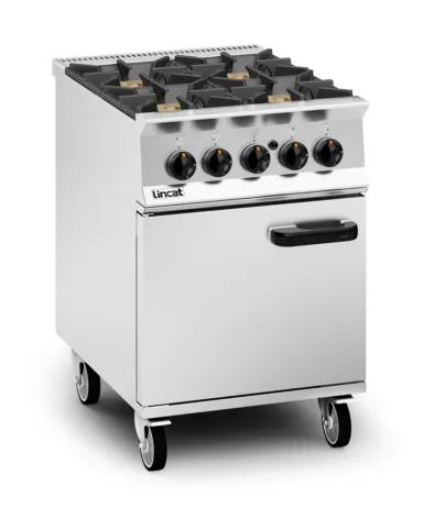 Lincat Opus 800 Natural Gas Free-standing Oven Range [R/Hand Door] – 4 Burners – W 600 mm – 36.8 kW