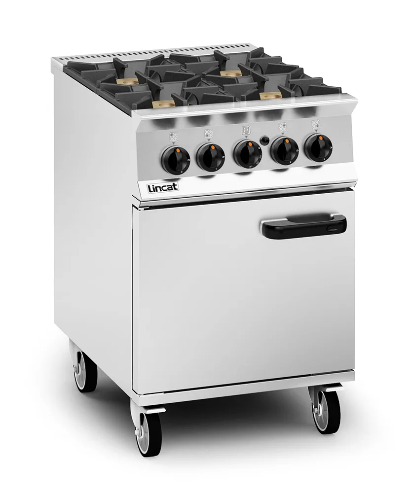 Lincat Opus 800 Natural Gas Free-standing Oven Range - 4 Burners - W 600 mm - 36.8 kW