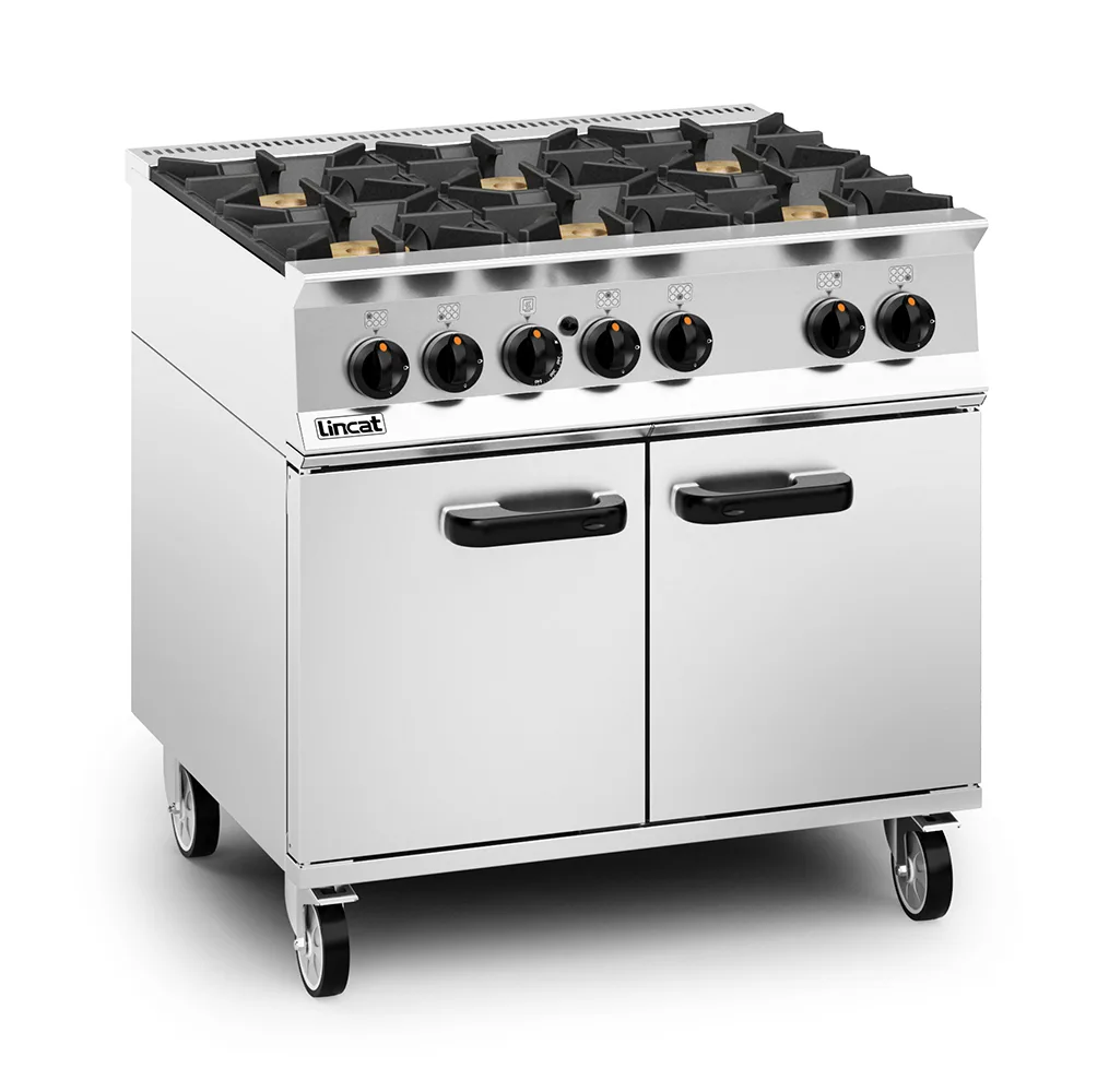 Lincat Opus 800 Natural Gas Free-standing Oven Range - 6 Burners - W 900 mm - 55.0 kW