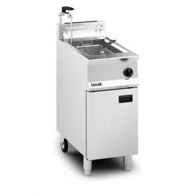 Lincat Opus 800 Natural Gas Free-standing Single Tank Fryer with Pumped Filtration – 2 Baskets – W 400 mm – 23.0 kW
