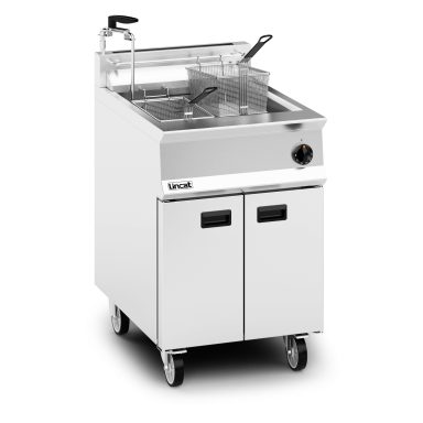 Lincat Opus 800 Natural Gas Free-standing Single Tank Fryer with Pumped Filtration – 2 Baskets – W 600 mm – 30.0 kW
