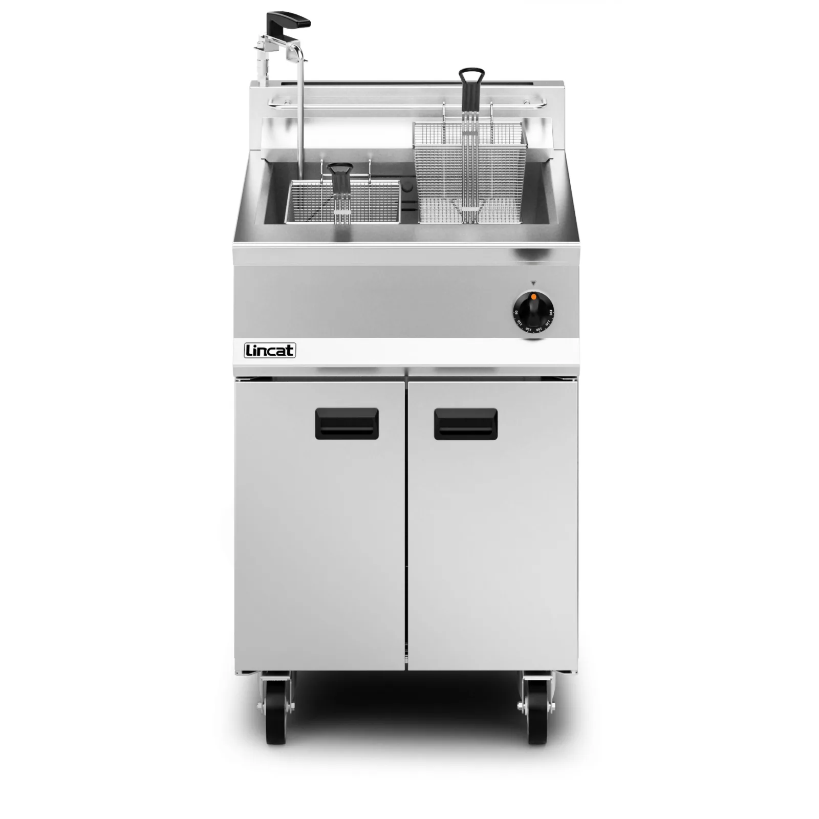 Lincat Opus 800 Natural Gas Free-standing Single Tank Fryer with Pumped Filtration - 2 Baskets - W 600 mm - 30.0 kW - Image 3
