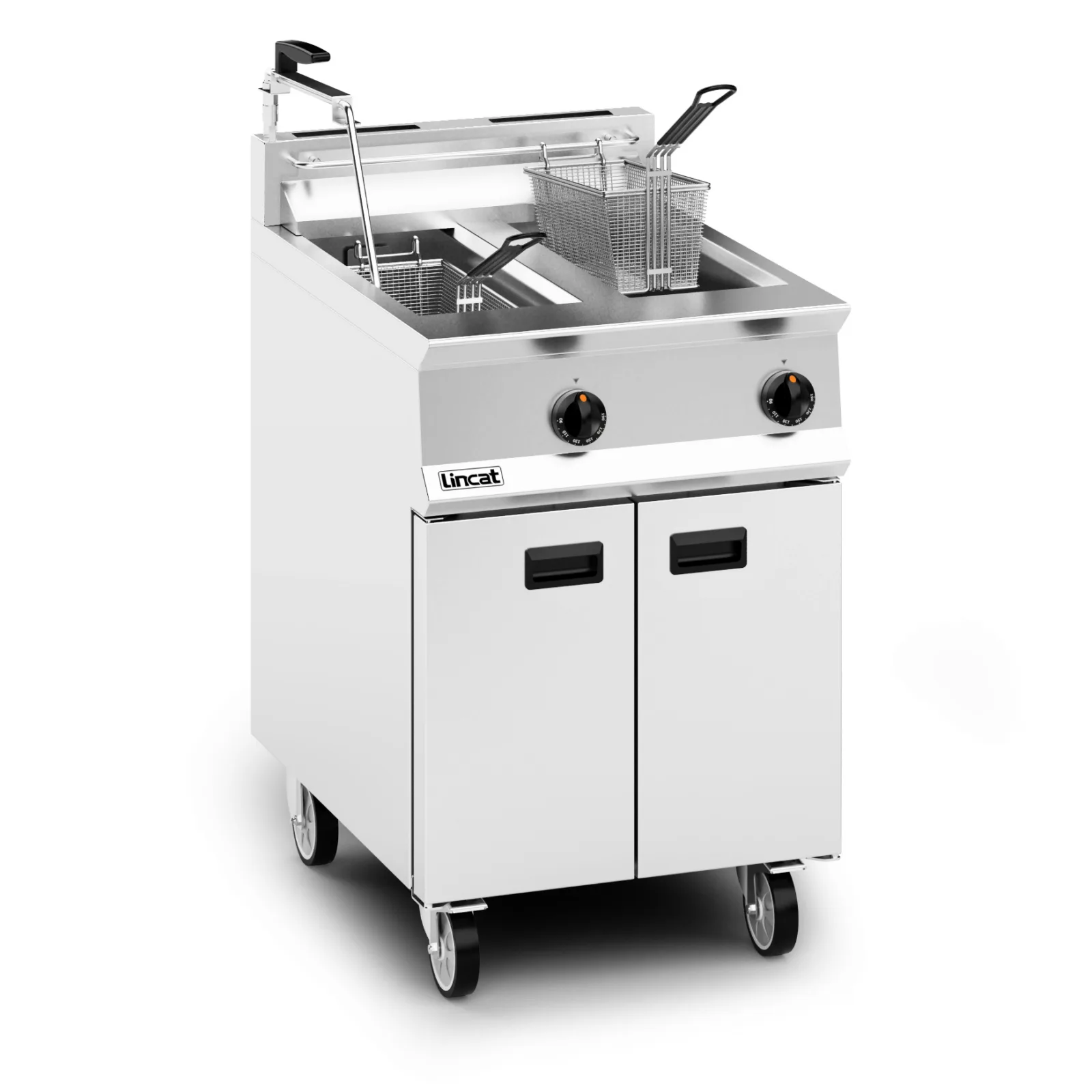 Lincat Opus 800 Natural Gas Free-standing Twin Tank Fryer with Pumped Filtration - 2 Baskets - W 600 mm - 32.0 kW - Image 3