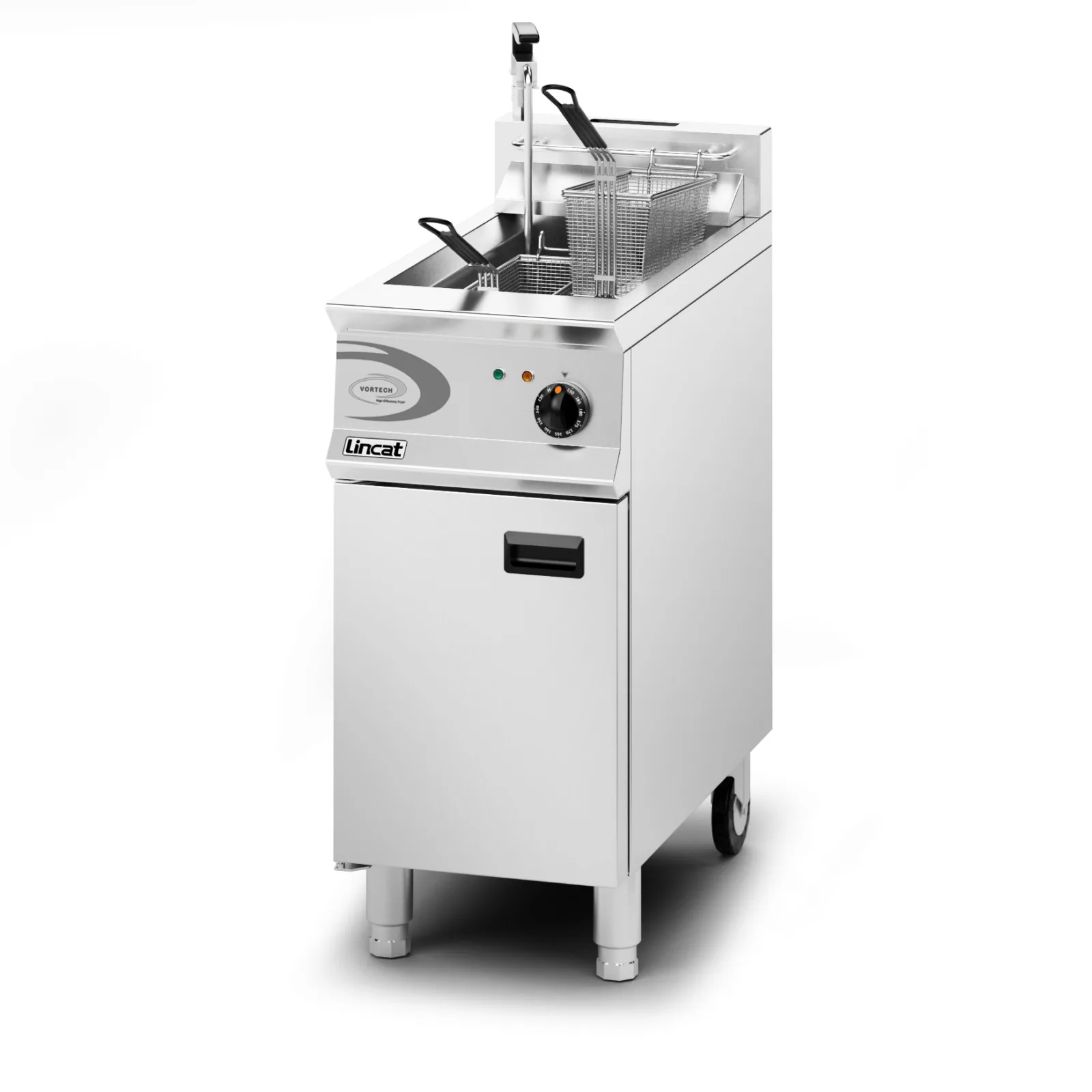 Lincat Opus 800 Natural Gas Free-standing Single Tank Fryer with Pumped Filtration - 2 Baskets - W 400 mm - 22.0 kW