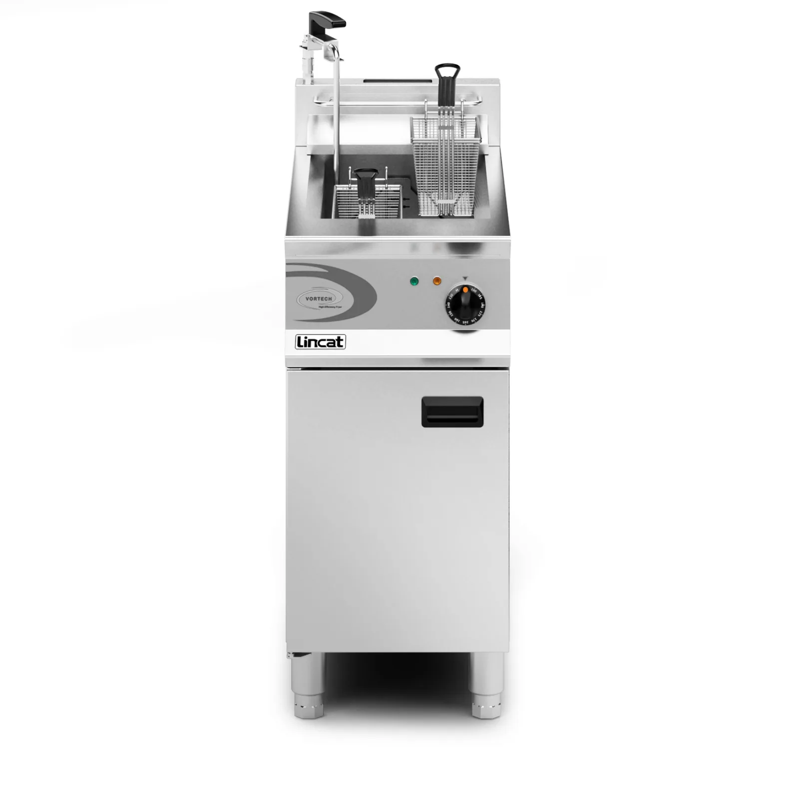Lincat Opus 800 Propane Gas Free-standing Single Tank Fryer with Pumped Filtration - 2 Baskets - W 400 mm - 22.0 kW - Image 3