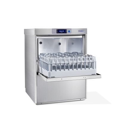 Classeq C500 glasswasher angled door open with glasses image1