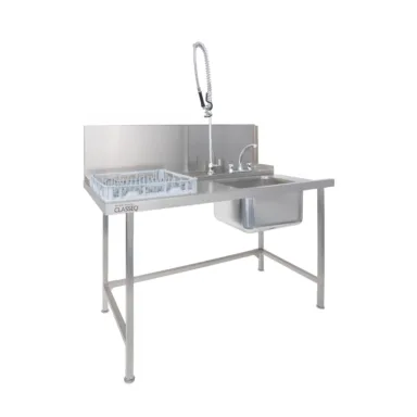 T15SEN Stainless Steel Entry Sink Table 1500mm for Classeq CP500 Pass-Through Dishwasher
