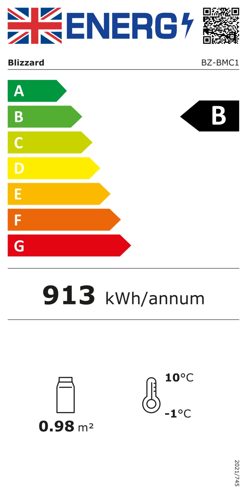 Blizzard BMC1 chiller energy label image