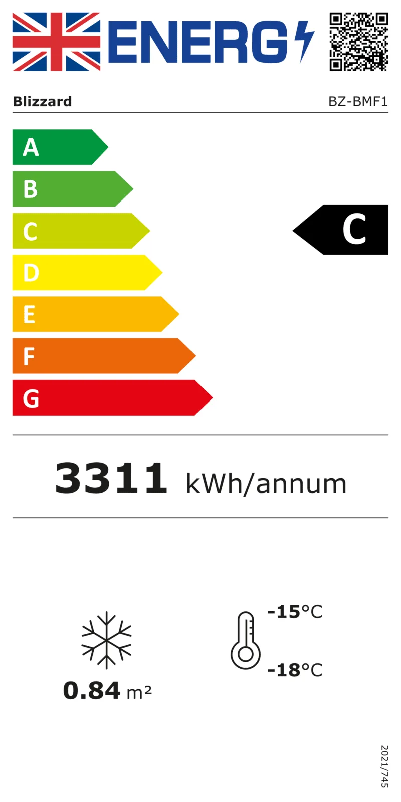 Blizzard BMF1 display freezer energy label image