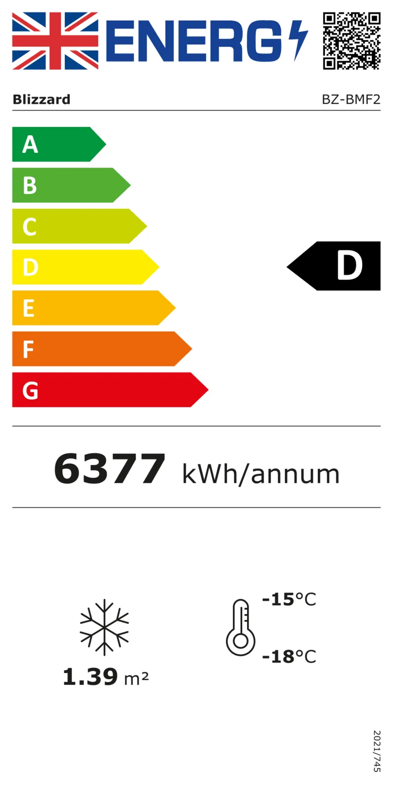 Blizzard BMF2 display freezer energy label image